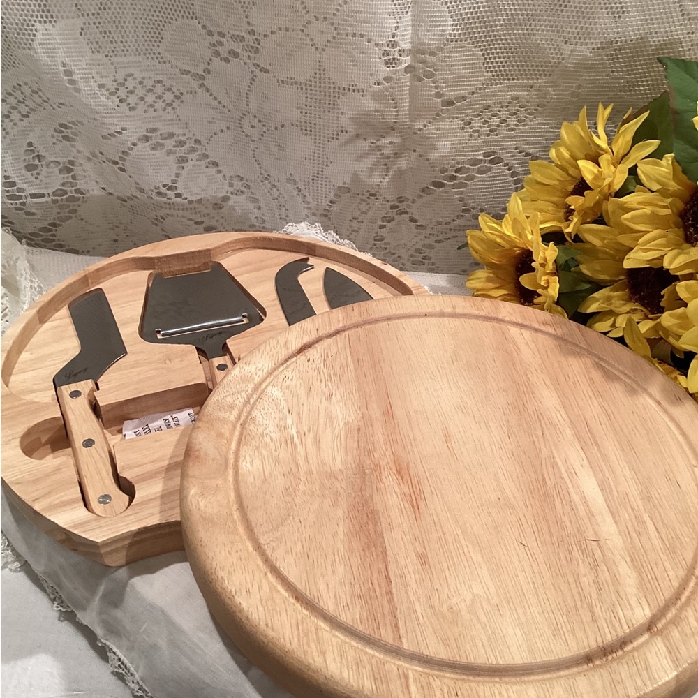 Legacy By Picnic Time 10 Inch Swivel Wood Cheese Board 4 Tools